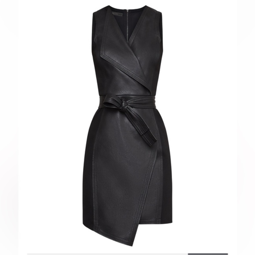 NWT BCBGMAXAZRIA Layla Faux-Leather Dress Size Small